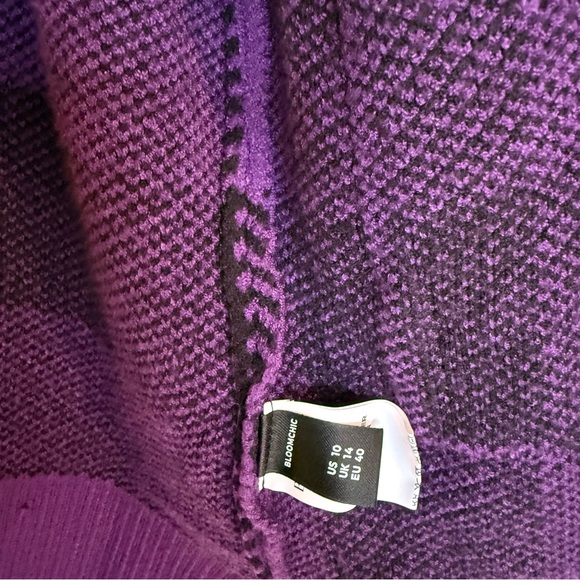 BloomChic Plaid Purple and Black Women's Cardigan Sweater - Picture 5 of 5